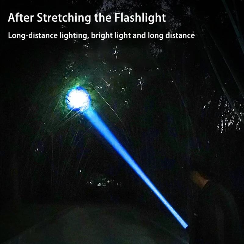 Zoomable LED Rechargeable Flashlight – High-Power Outdoor Torch