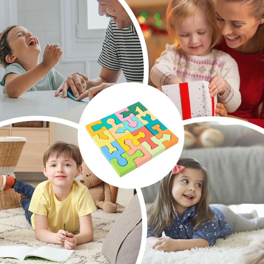 Wooden Geometric Shape Puzzle 16 Pcs – Kids Learning Toy