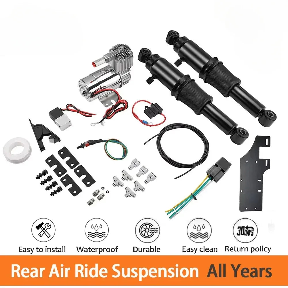 Rear Air Ride Suspension Kit – Harley Touring 1994-2025 Air Ride Suspension Kit Nixie Air Tank Suspension