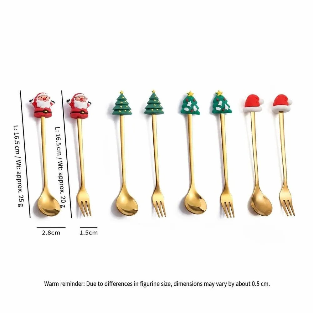 Christmas Coffee Spoons Set – Santa, Tree & Star Motifs