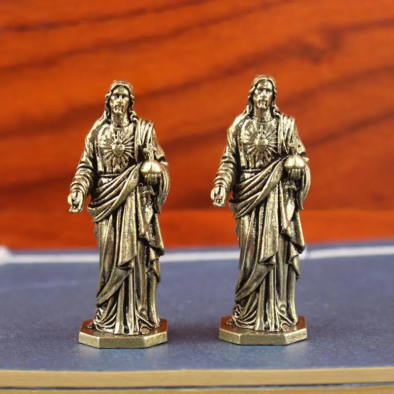 Handmade Brass Deity Statue Vintage Tibetan Desktop Figurine