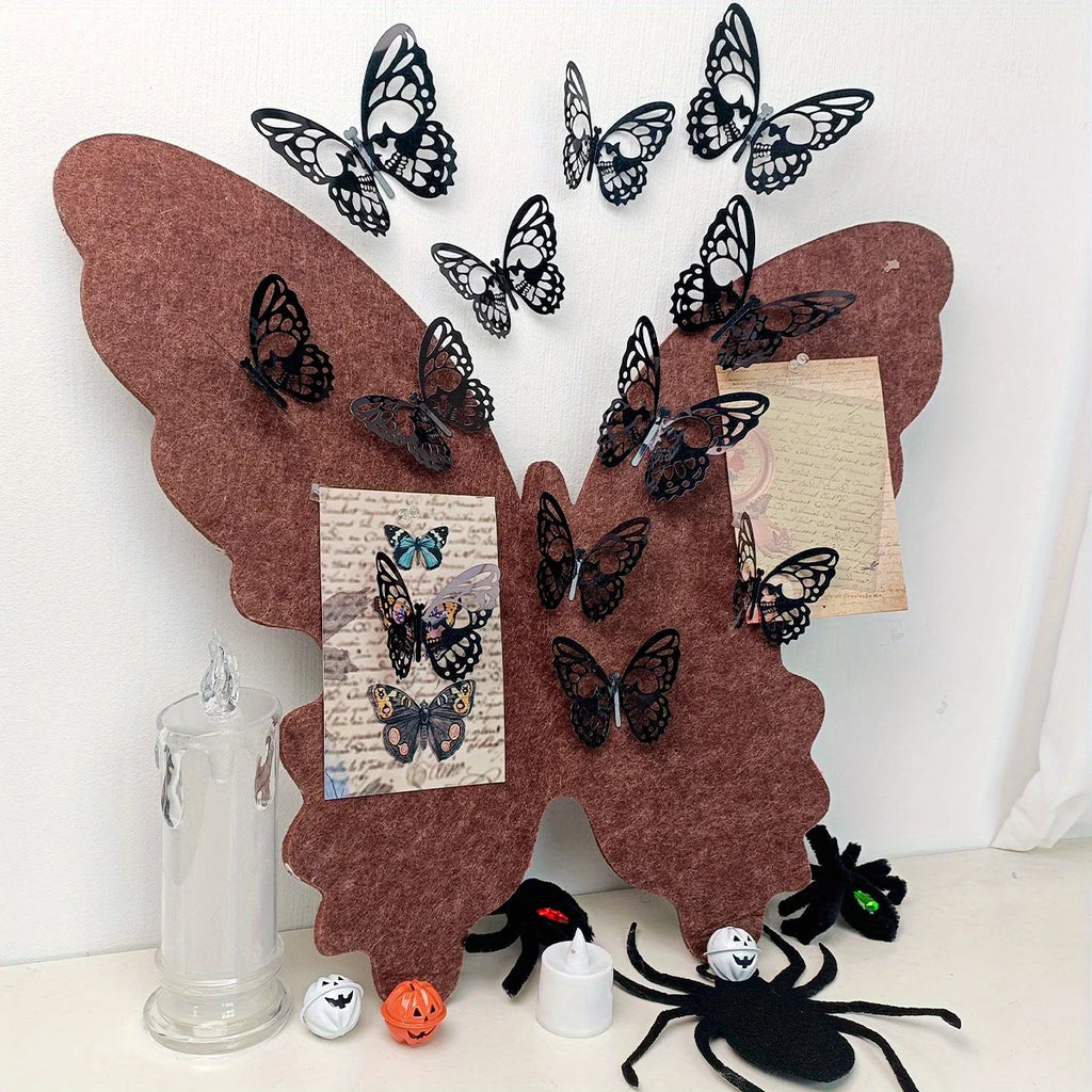3D Skull Rose Butterfly Halloween Wall Stickers – 12 Pcs Halloween Wall Stickers Nixie