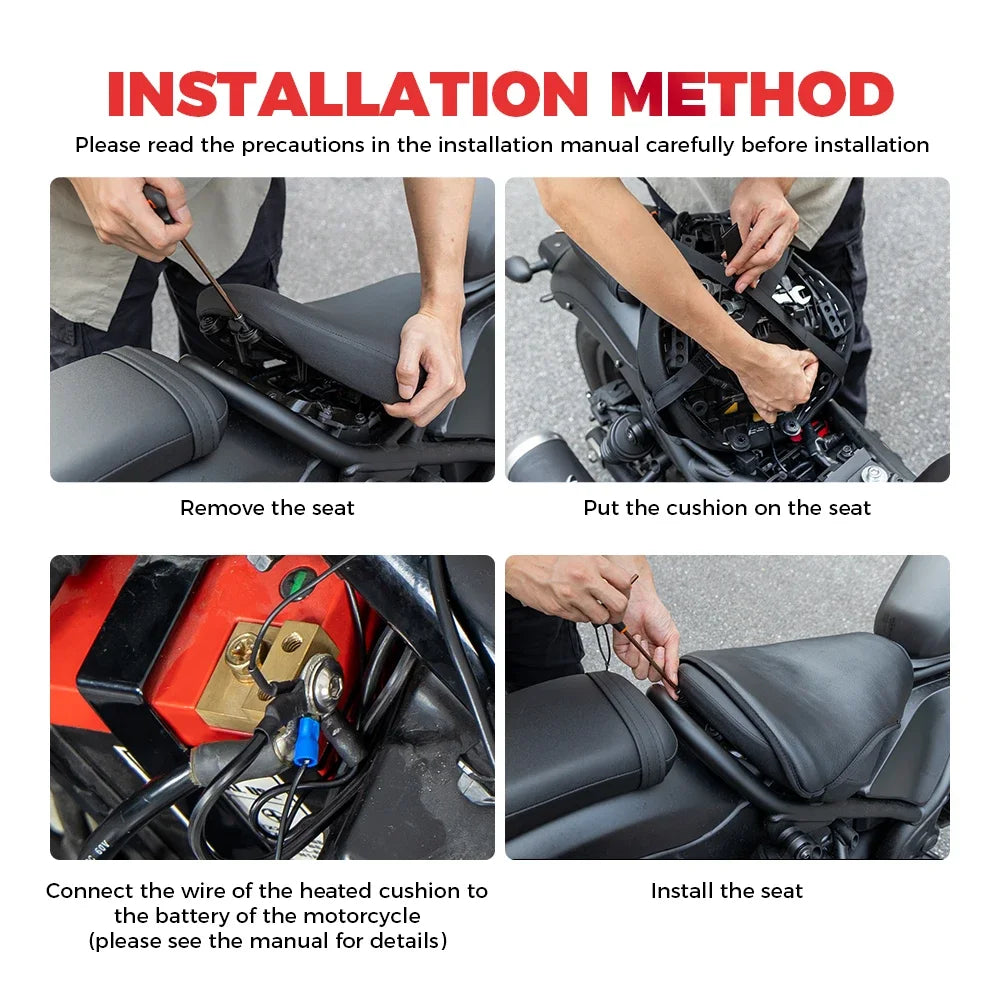 KEMITOUR 12V Motorcycle Heated Seat Cushion – Universal ATV Winter Heated Seat Cushion Nixie