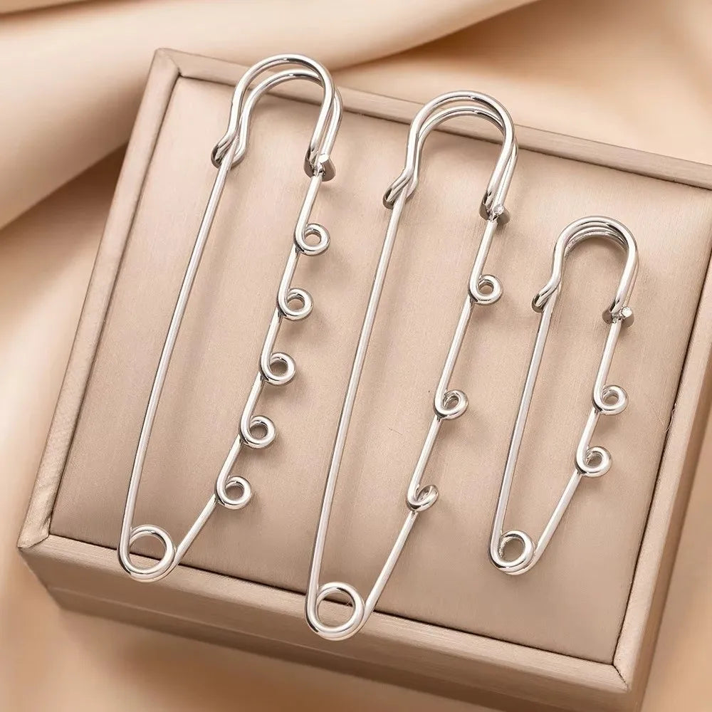 Silver Safety Brooch Pins – Multi-Hole Scarf & Dress Connector Brooch Pin Nixie