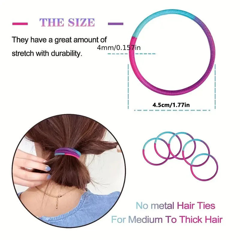50pcs 4MM Black Elastic Hair Bands Ponytail Holders | Pack Elastic Hair Bands Nixie