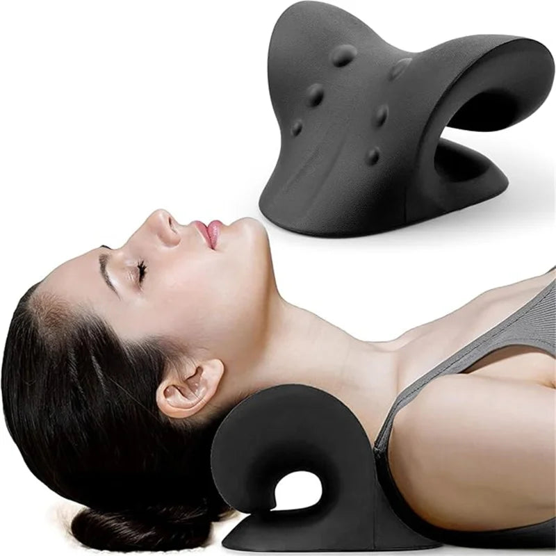 C-Shaped Neck Traction Pillow – Cervical Alignment Support Neck Traction Pillow Nixie Black