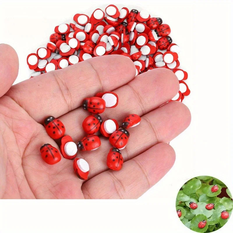 100Pcs Wooden Mini Ladybug Stickers – Self-Adhesive DIY Craft DIY Craft Stickers Nixie