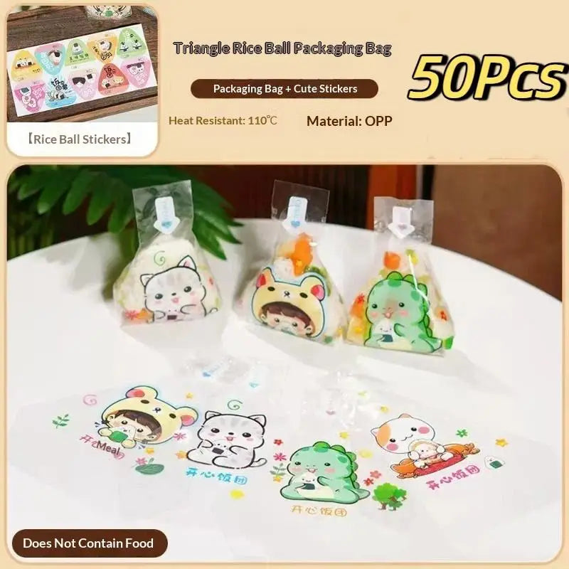 Onigiri Triangle Disposable Bags 50Pcs – BPA-Free Food Wrap Food Packaging Bags Nixie