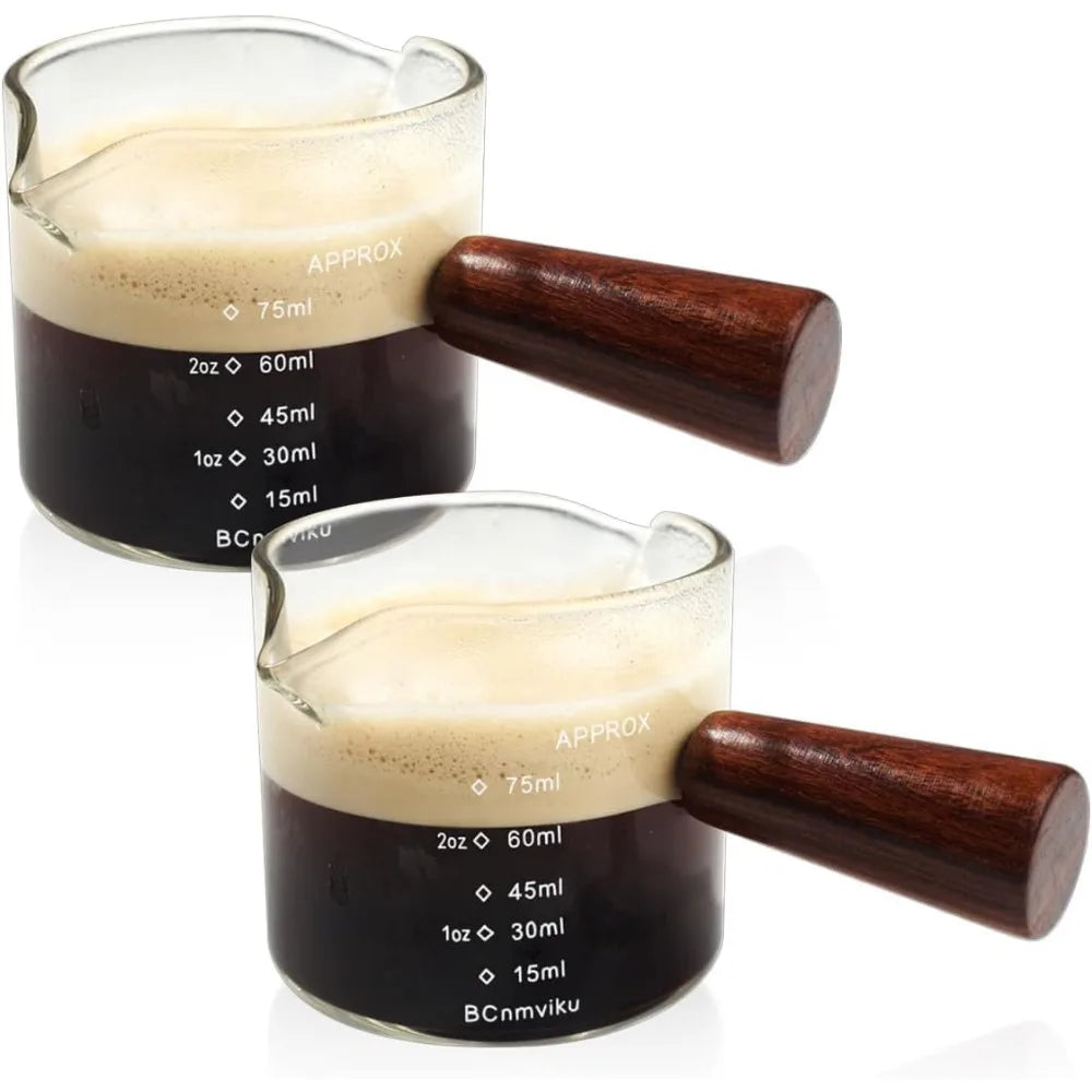 75ml Borosilicate Espresso Shot Glass with Wooden Handle Espresso Shot Glass Nixie