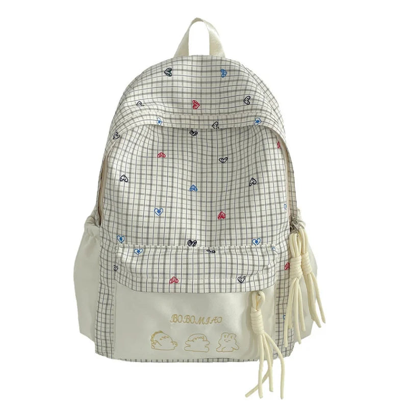 Women's Japanese Plaid Backpack – Large Capacity School Bag