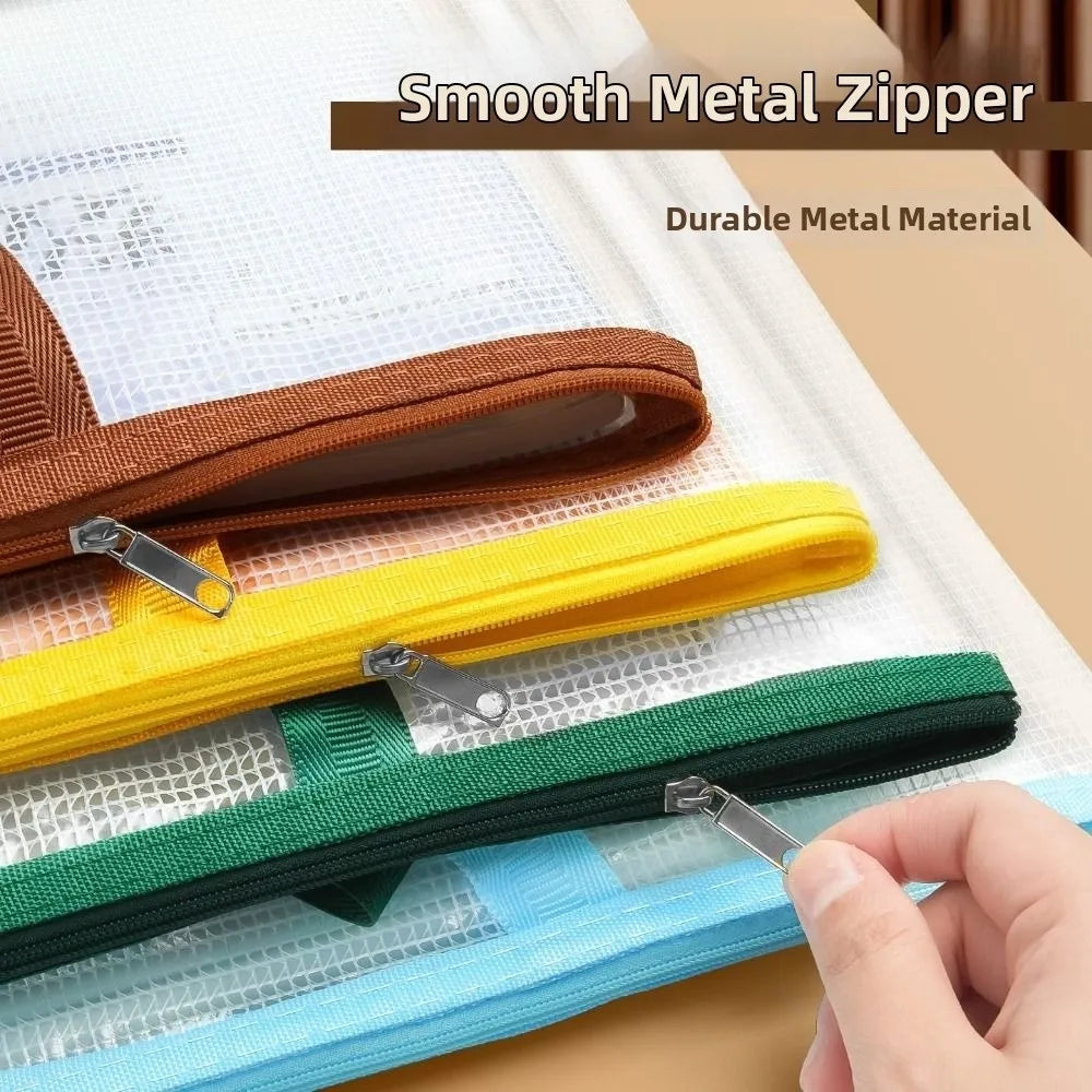 A3 Mesh PVC Zipper Project Bag – Waterproof Art Storage Document Storage Bag Nixie