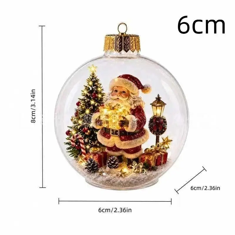 LED Luminous Christmas Crystal Ball Ornament – Santa & Snowman Christmas Ball Ornament Nixie A2 6cm