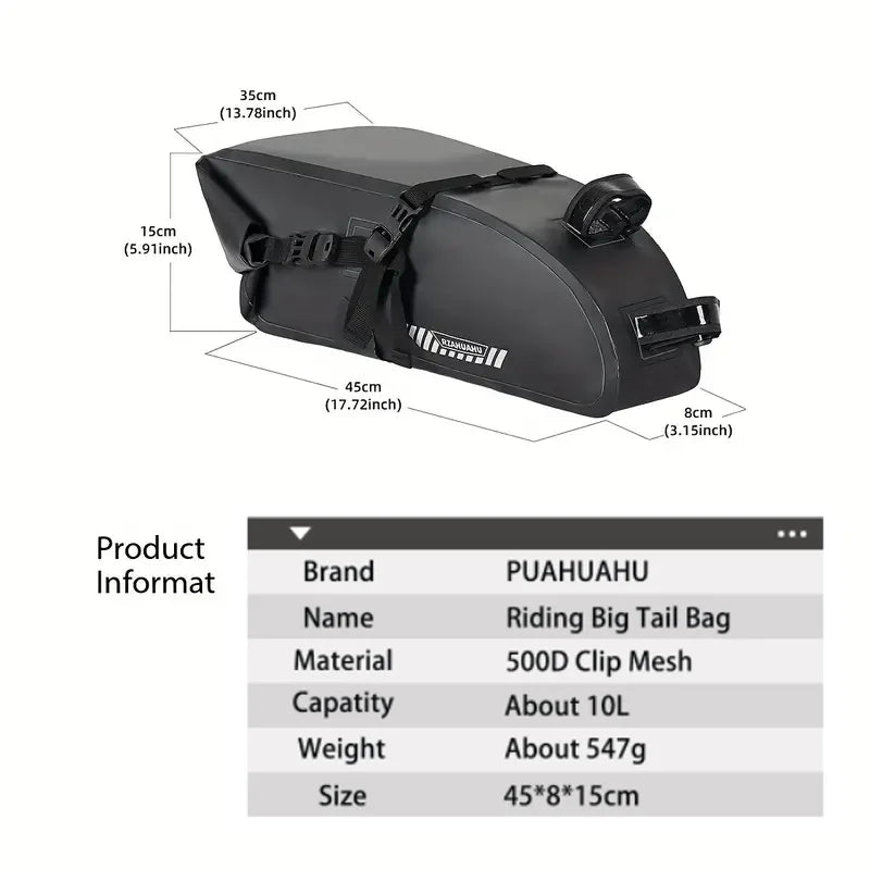Waterproof Bike Saddle Bag 10L – MTB & Road Rear Seat Storage Bicycle Saddle Bag Nixie