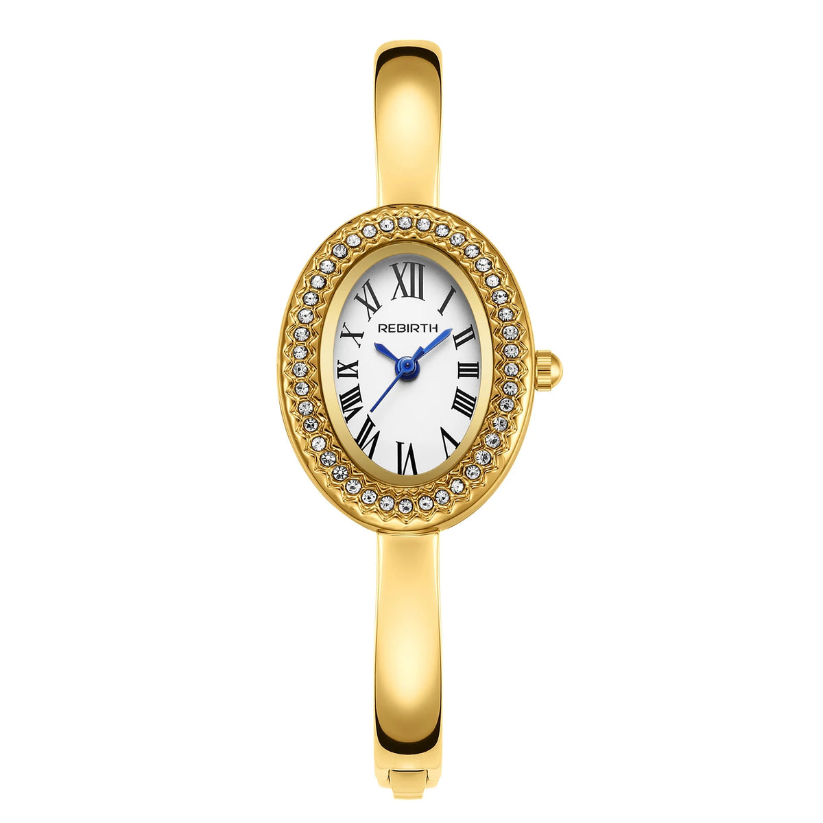 REBIRTH Retro Oval Quartz Watch – Casual Alloy Fashion Watch Quartz Fashion Watch Nixie WHITE