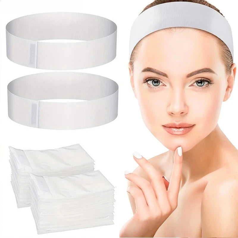 Disposable Facial Headbands Non-Woven SPA Wrap 10/50/100pcs