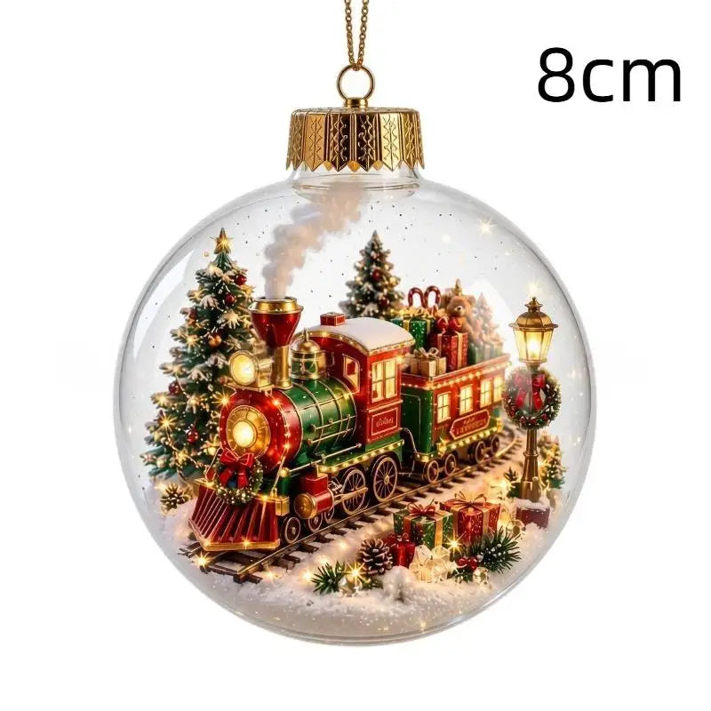 LED Luminous Christmas Crystal Ball Ornament – Santa & Snowman