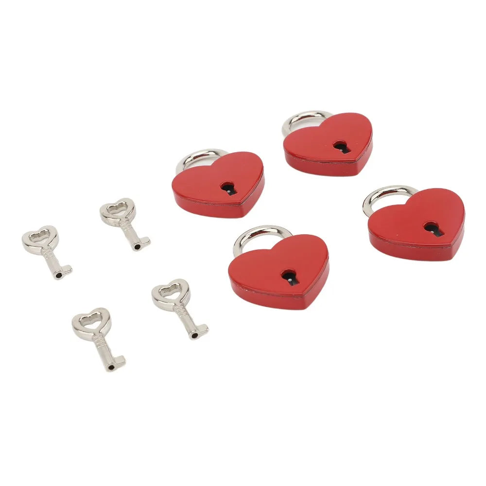 4-Pack Heart Shaped Padlocks Zinc Alloy Keyed Lock – Diary & Bags