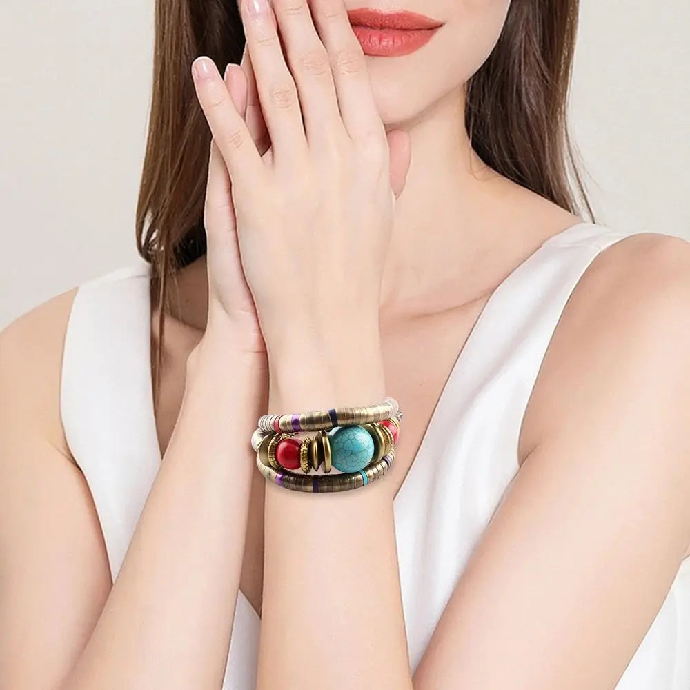 Snake Bangle Stackable Multi-Layer Bracelet Gold & Silver Alloy