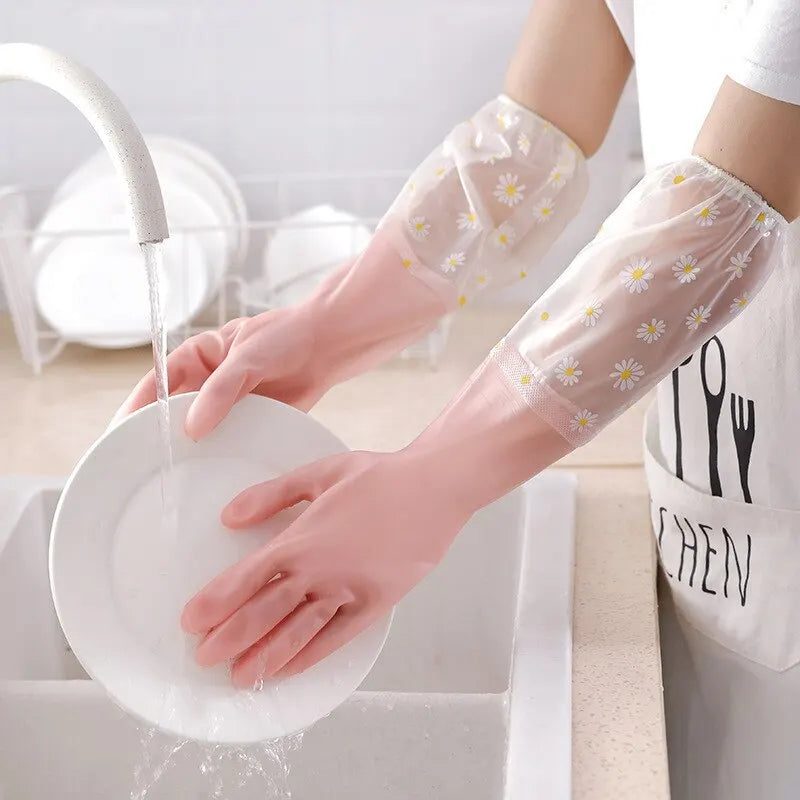 Waterproof Latex Rubber Gloves for Kitchen & Household Cleaning Household Cleaning Gloves Nixie