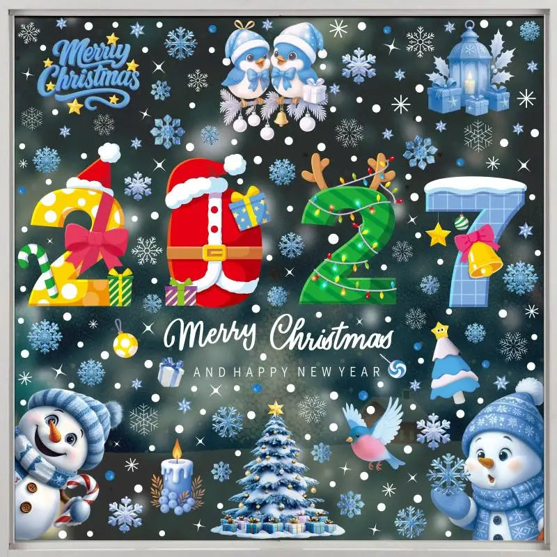 2027 Christmas Window Stickers – 4/5 Sheets Xmas Decals Christmas Window Decals Nixie