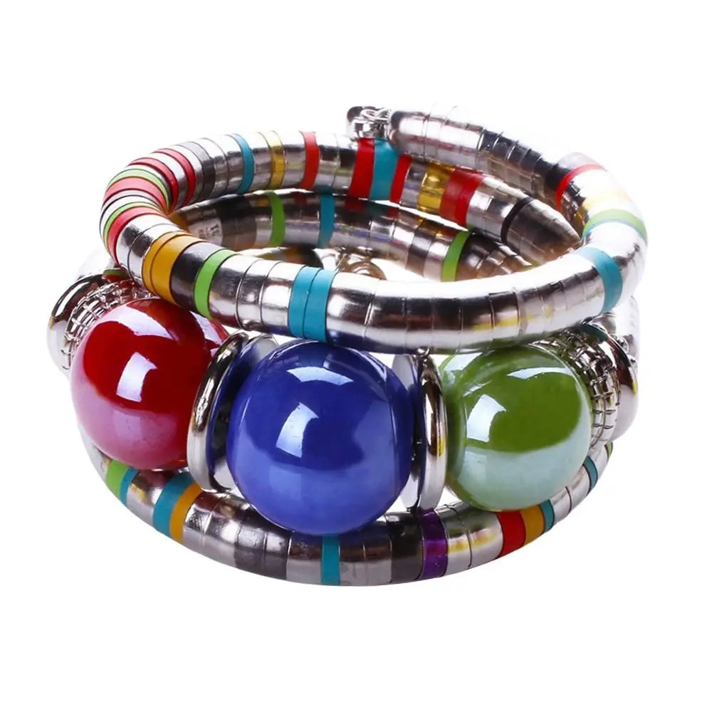 Snake Bangle Stackable Multi-Layer Bracelet Gold & Silver Alloy