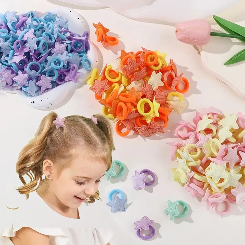 Girls Kids Hair Ties Pink Heart Star Ponytail Holders 10/20pcs Kids Hair Ties Nixie