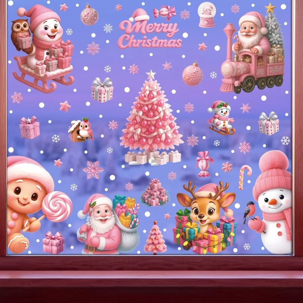 Waterproof PVC Christmas Window Stickers – Santa & Snowflake