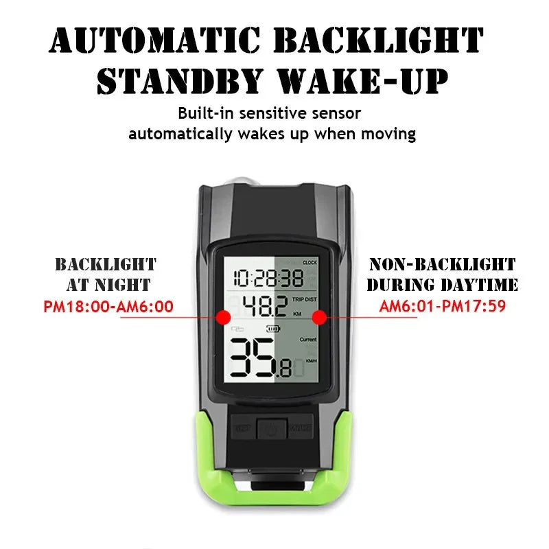 BUCKLOS 3-in-1 Bike Light, Horn & Speedometer | 800 Lumen Bike Light Computer Nixie
