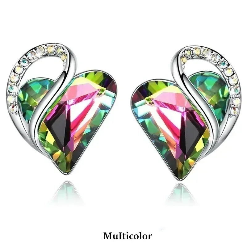 Rainbow Heart Drop Earrings – Zinc Alloy & Crystal Accents Drop Earrings Nixie