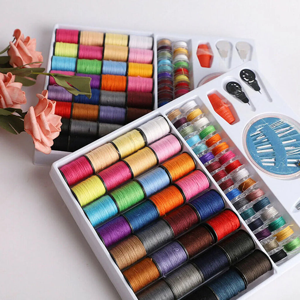 64Pcs Bobbins Sewing Thread Kit – Multicolor Polyester Spools