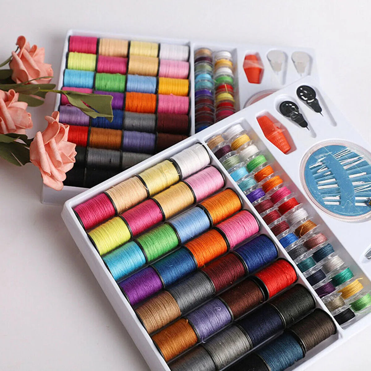 64Pcs Bobbins Sewing Thread Kit – Multicolor Polyester Spools
