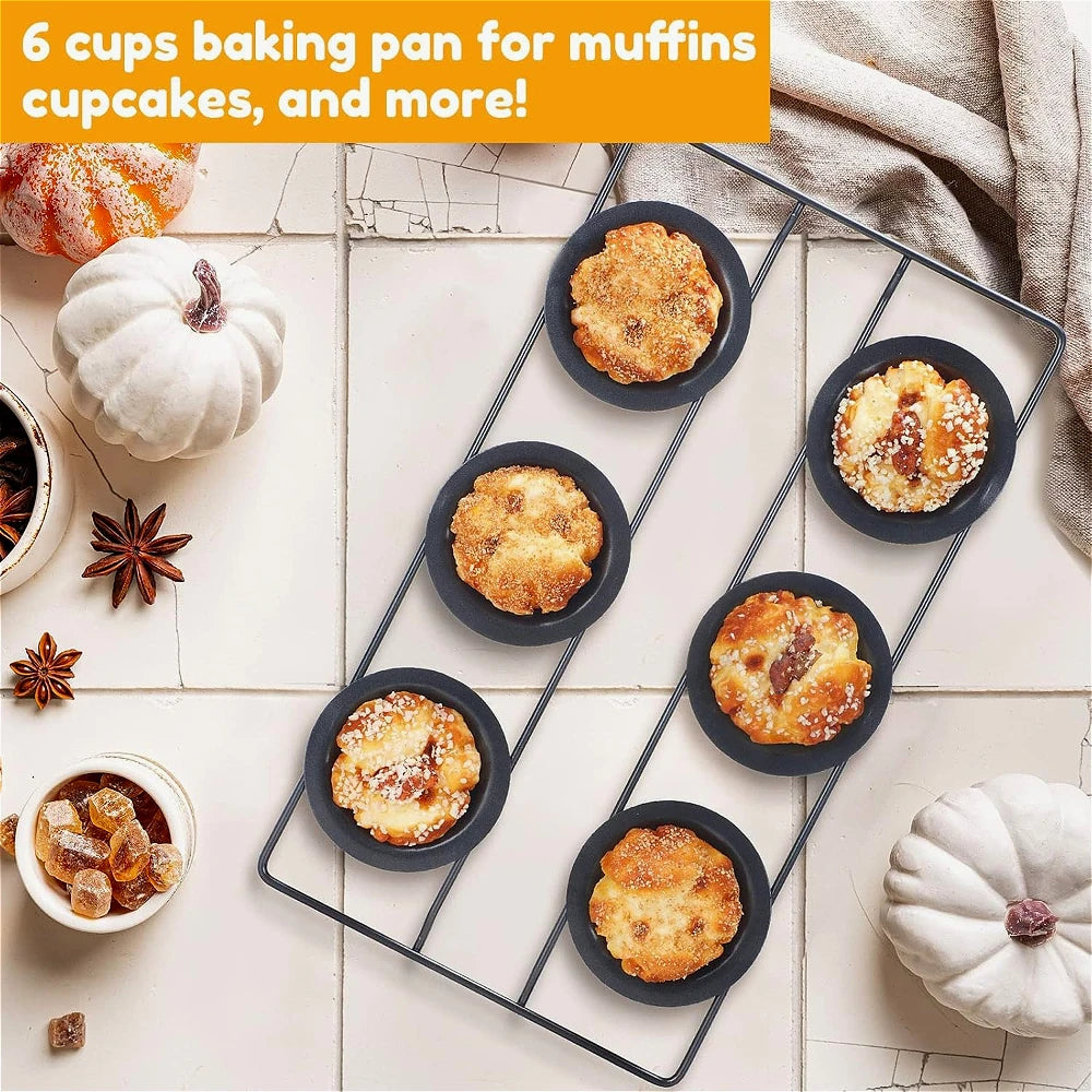 6-Cup Nonstick Popover & Muffin Pan – Stainless Steel Bakeware Nonstick Baking Pan Nixie