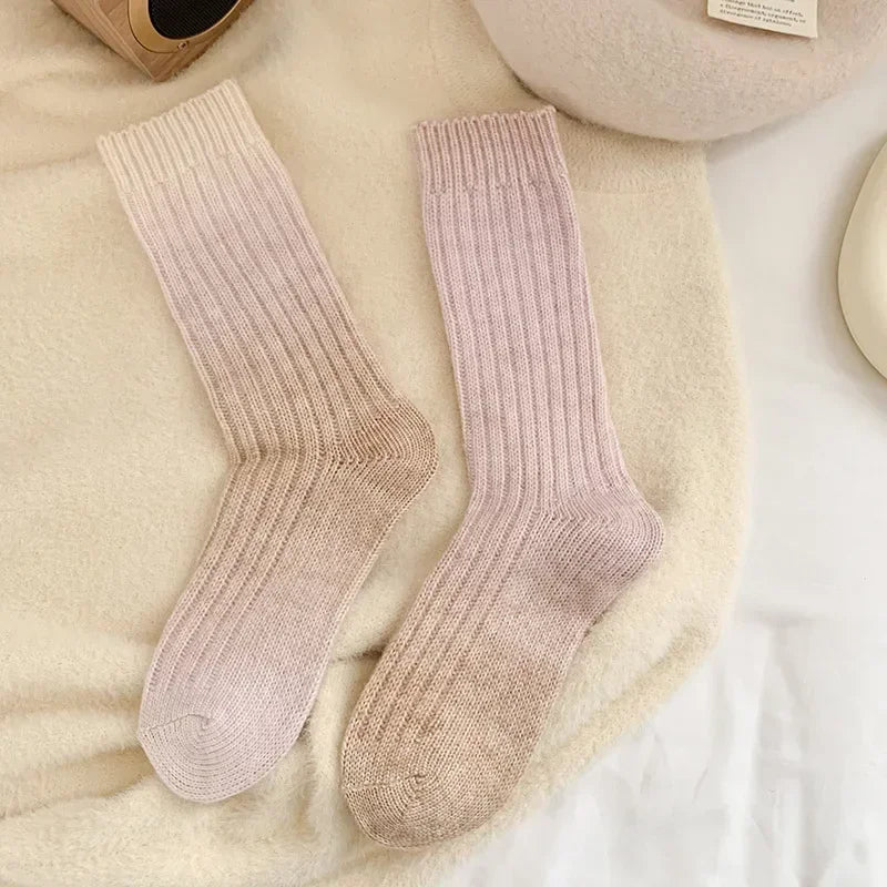 Women's Thick Thermal Gradient Knit Socks – 2 Pairs