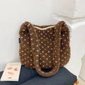 Korean Polka Dot Plush Crossbody Bag – Vintage Shoulder Bag Plush Crossbody Bag Nixie Brown