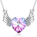Angel Wing Heart Crystal Pendant Necklace | Mood Tracker Pendant Necklace Nixie Gold PURPLE