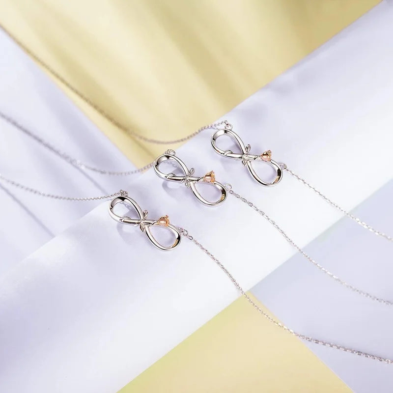 Women's 18K Rose Gold Infinity Pendant Necklace | Silver Tone Pendant Necklace Nixie