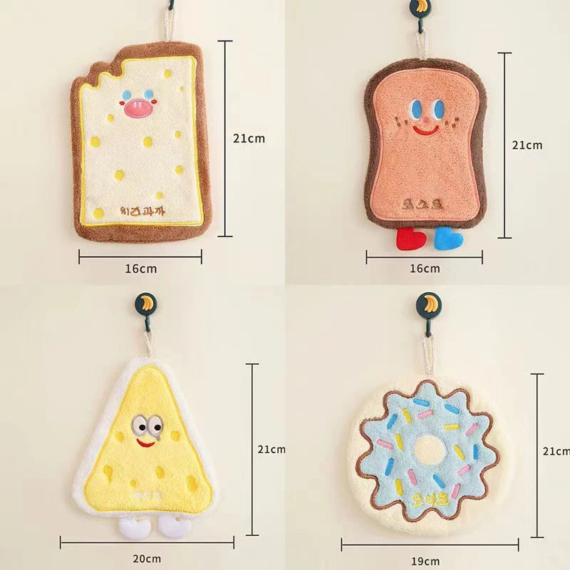 Cute Cartoon Kids Hand Towel Quick-Dry Coral Fleece Hanging Kids Hand Towel Nixie
