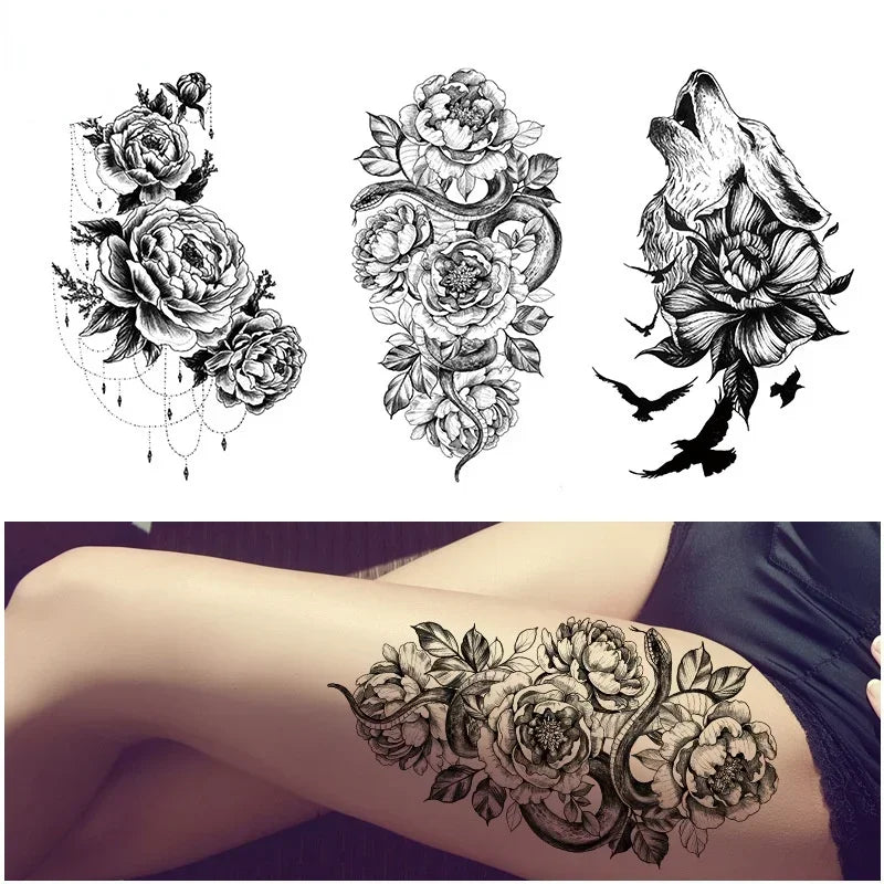 Realistic Rose Temporary Tattoo Sticker – Waterproof Floral Art Temporary Tattoo Sticker Nixie