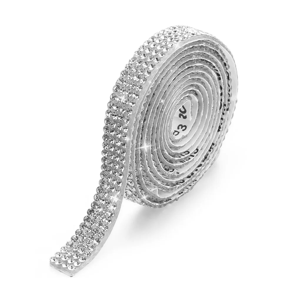 Self-Adhesive Rhinestone Trim Tape – 1 Yard Crystal Ribbon