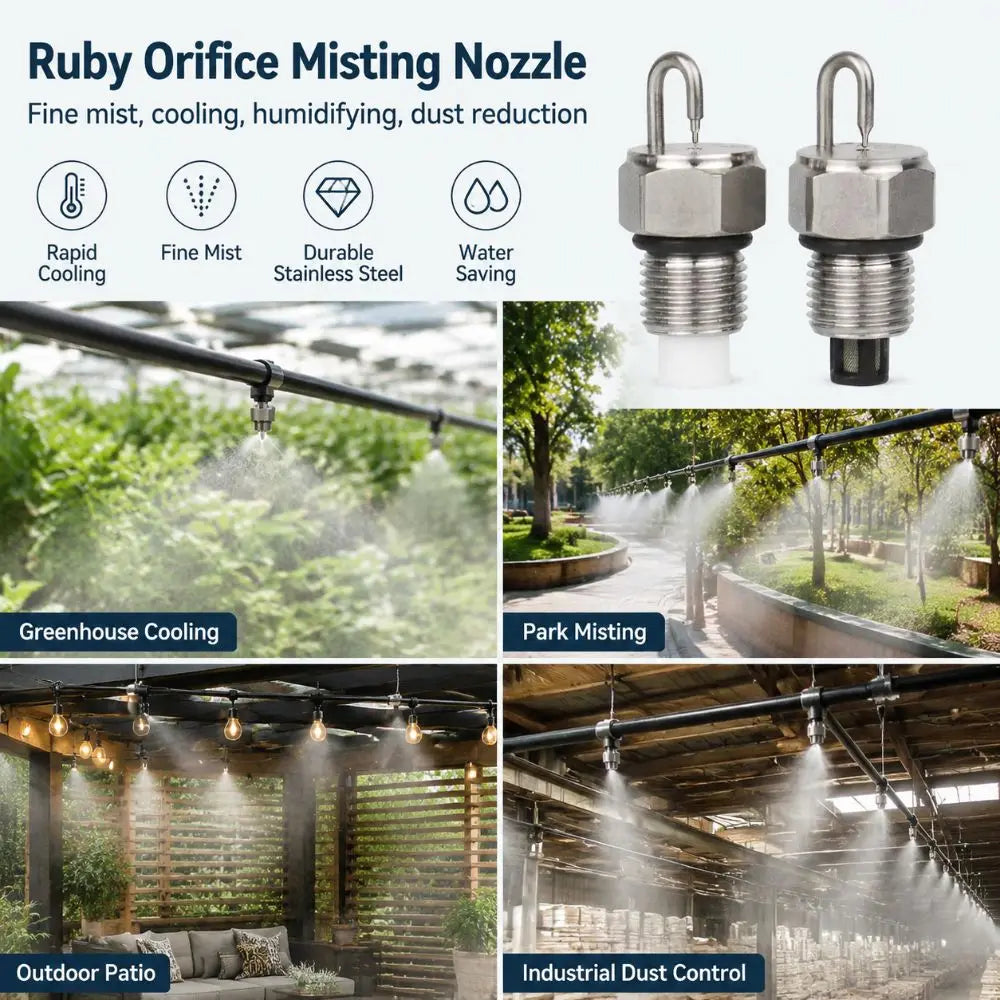 Ruby Fog Misting Nozzle 1/8" 304 Stainless Steel with Filter Misting Fog Nozzle Nixie