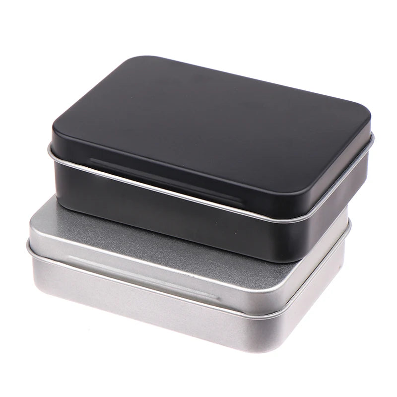 Iron Storage Box Frosted Finish Metal Tin with Hinged Lid Metal Storage Tin Nixie