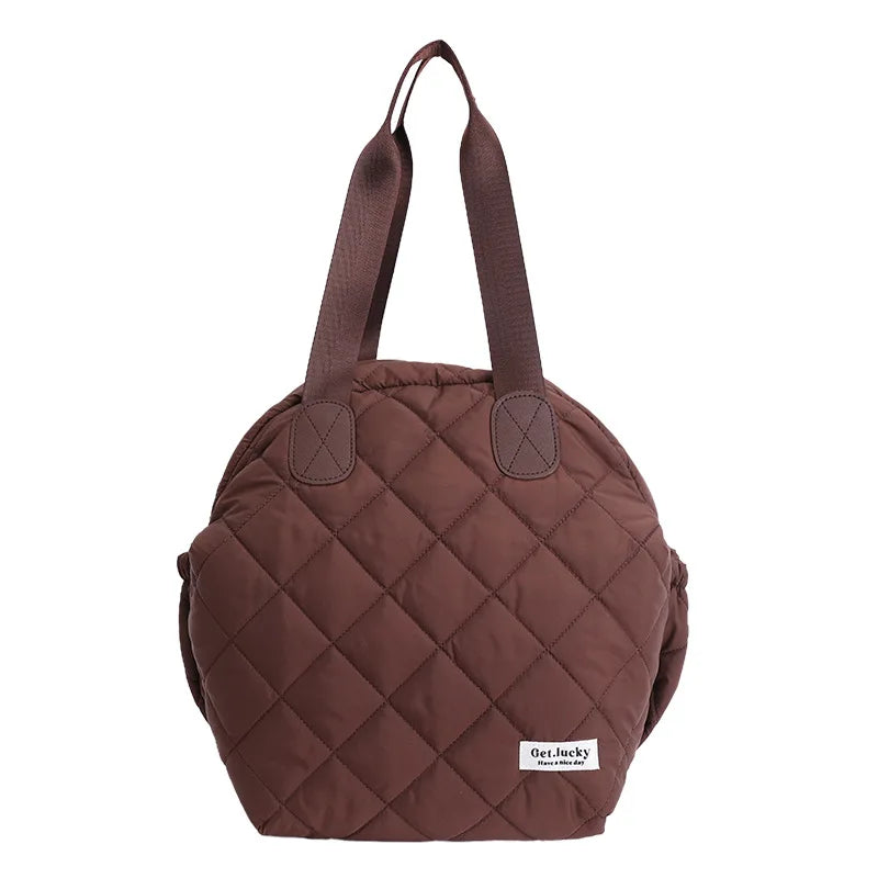 Diamond Pattern Large-Capacity Women's Backpack | Flannel Women's Backpack Nixie Coffee