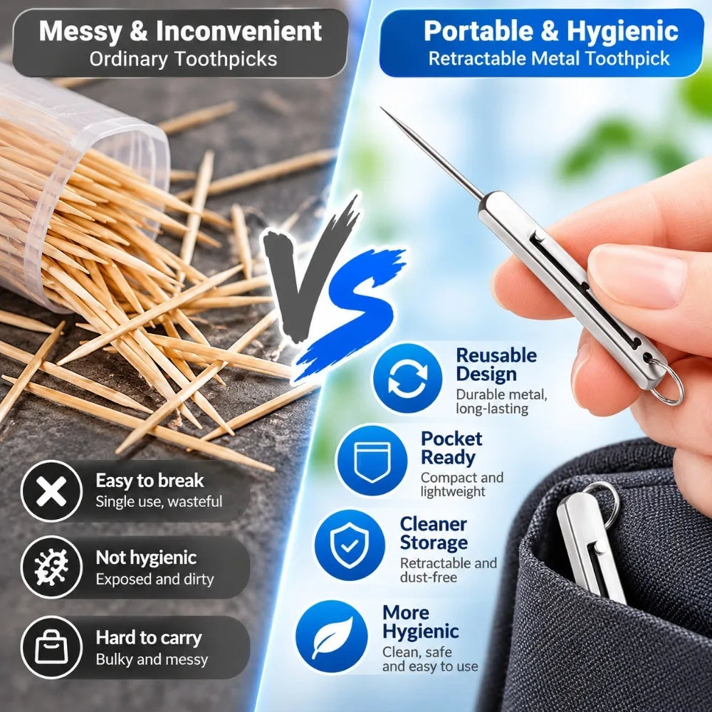 Nixie Titanium Reusable Toothpick 3-Gear Adjustable | Travel EDC
