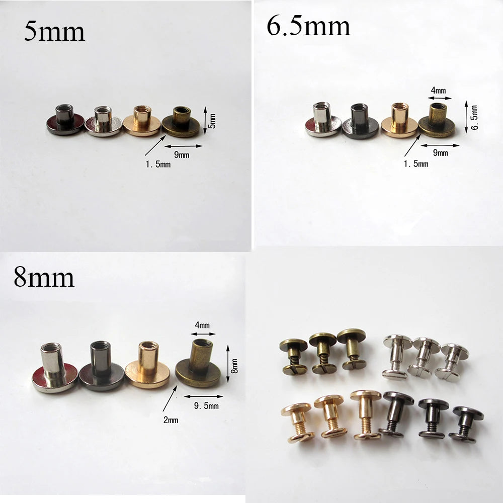 10Pcs Copper Screw Rivets 5/6.5/8mm – Leather Craft Bags Leather Craft Rivets Nixie