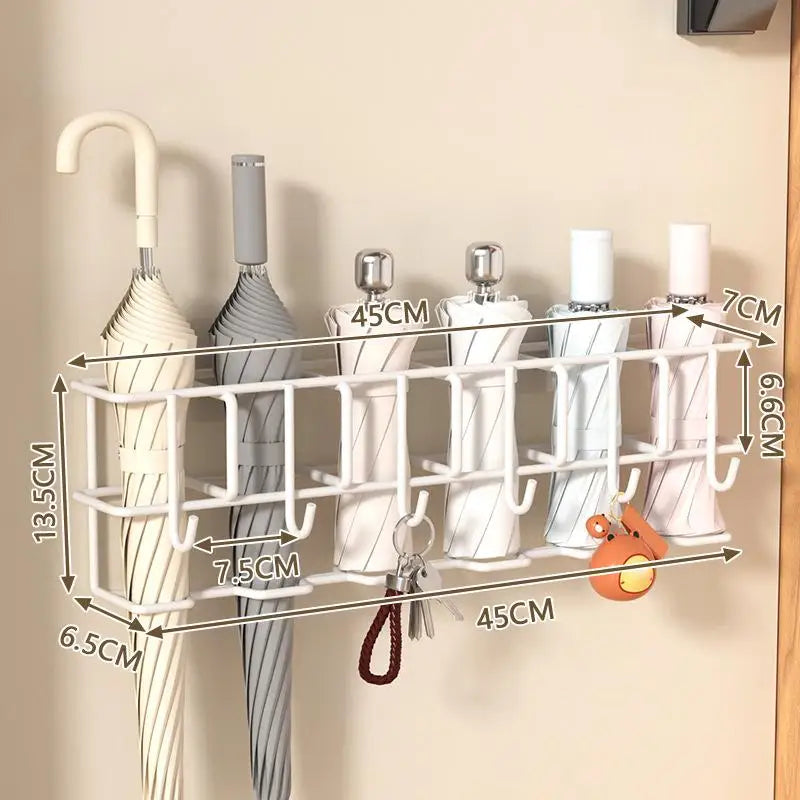 Wall-Mounted Umbrella Holder Rack – Indoor Storage Hooks