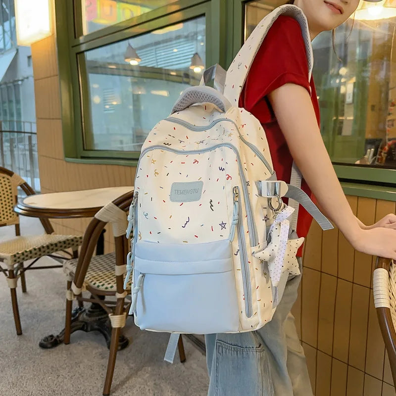 Japanese Color-Block Canvas Backpack for Teen Girls | School Bag Canvas School Backpack Nixie