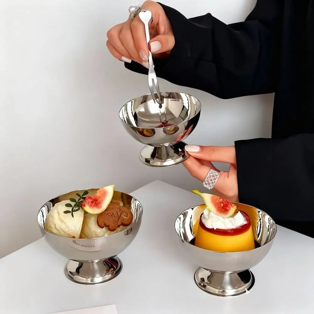 Stainless Steel Ice Cream Cups & Dessert Bowls | Silver & Gold Dessert Serving Bowl Nixie