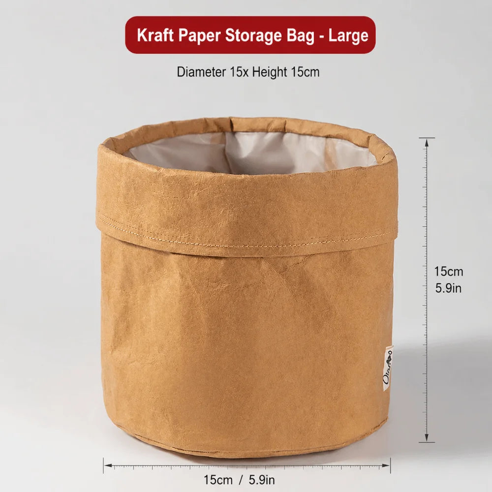 Washable Kraft Paper Storage Bag – Waterproof, Multi-Use Organizer
