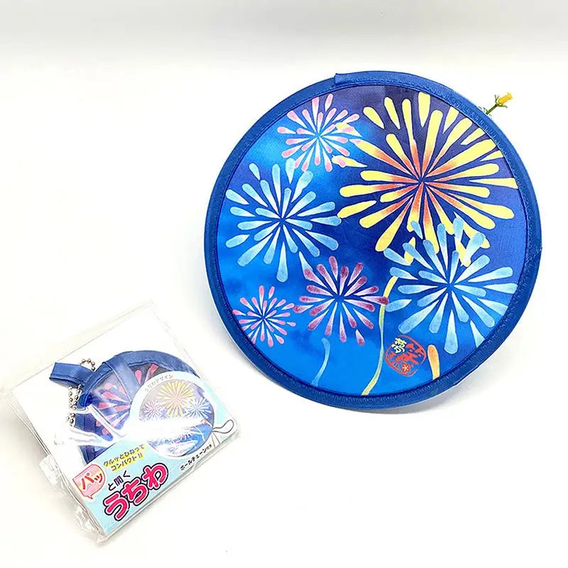 Foldable Round Hand Fan – Colorful Prints & Hanging Chain