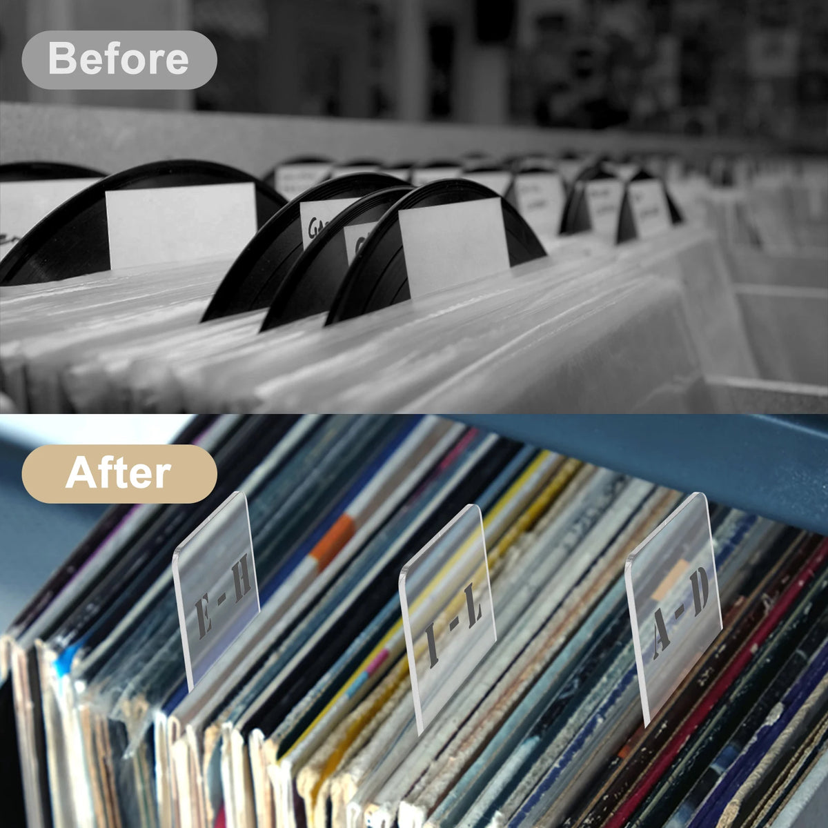 6-Pack A-Z Acrylic Vinyl Record Dividers – Shelf Organizer Record Shelf Dividers Nixie